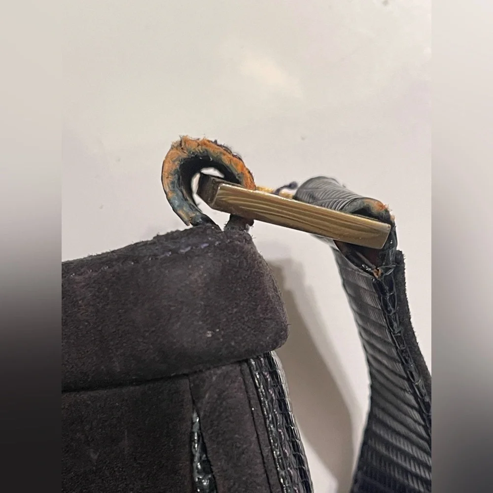 Vintage Gucci Blondie 1970’s Black Suede Leather Shoulder Bag GG Logo - Picture 11 of 15